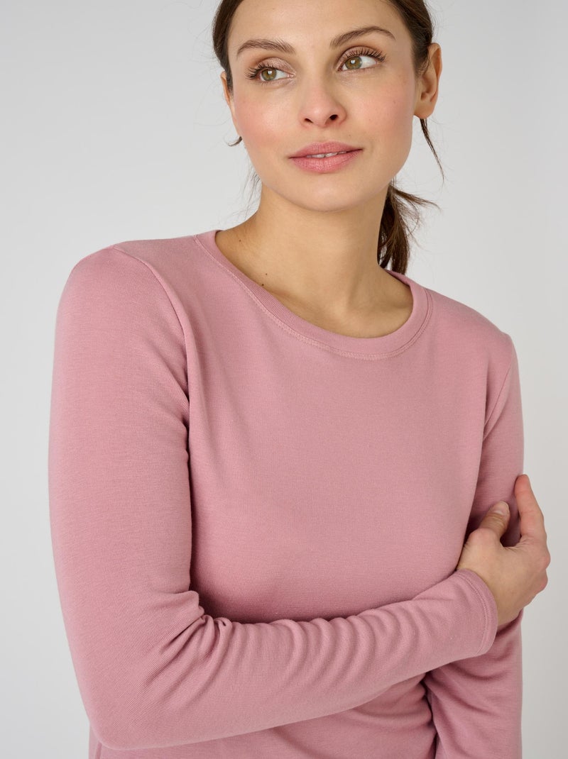 T-shirt fine côte Thermolactyl Sensitive, col rond thermique - Damart Rose - Kiabi