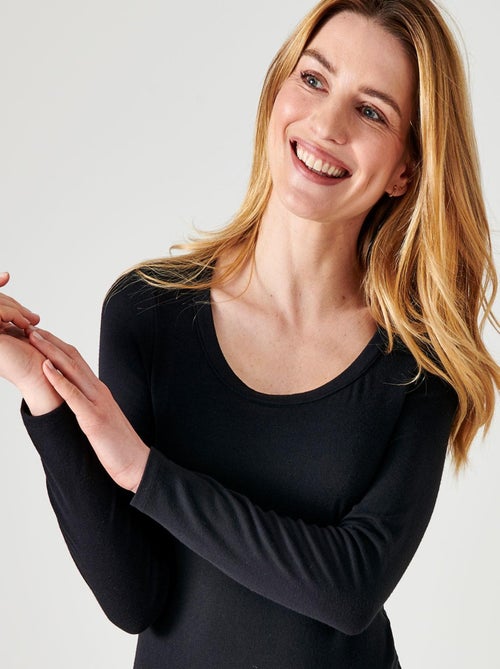 T-shirt fine côte Thermolactyl Sensitive, encolure dégagée - Damart - Kiabi