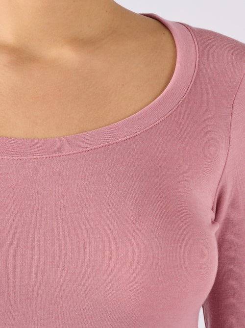 T-shirt fine côte Thermolactyl Sensitive, encolure dégagée - Damart - Kiabi