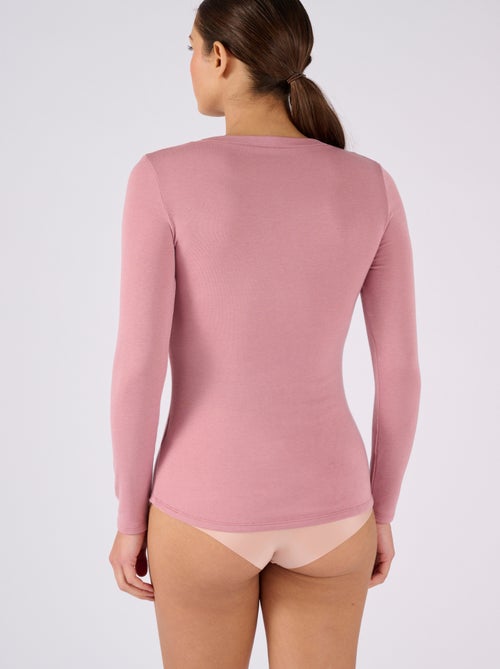 T-shirt fine côte Thermolactyl Sensitive, encolure dégagée - Damart - Kiabi