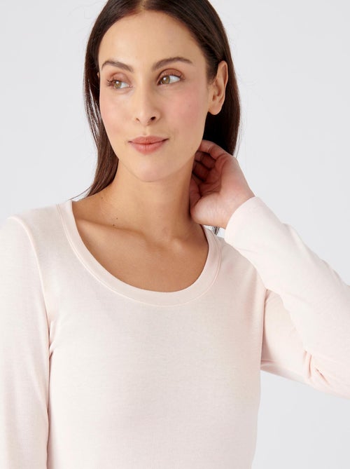 T-shirt fine côte Thermolactyl Sensitive, encolure dégagée - Damart - Kiabi