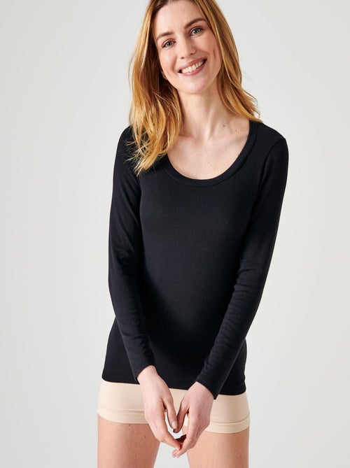 T-shirt fine côte Thermolactyl Sensitive, encolure dégagée thermique - Damart - Kiabi