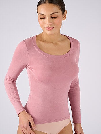 T-shirt fine côte Thermolactyl Sensitive, encolure dégagée thermique - Damart