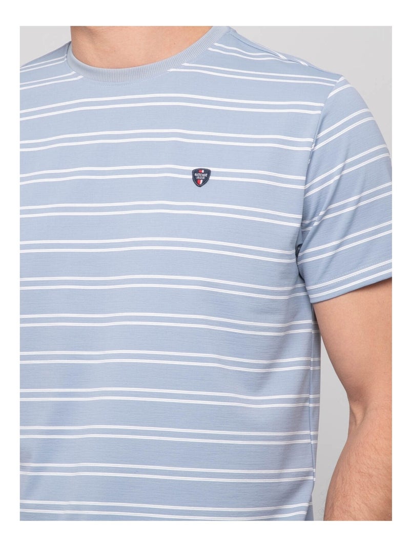 T-shirt fines rayures marinière NERLANDO Bleu - Kiabi