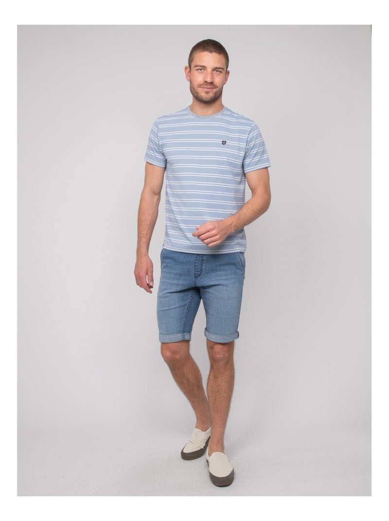 T-shirt fines rayures marinière NERLANDO Bleu - Kiabi