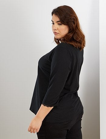 T-shirt finition dentelle - Kiabi