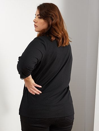 T-shirt finition dentelle - Kiabi