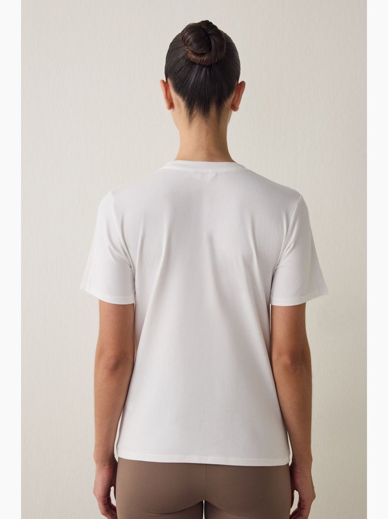 T-shirt fit femme col rond regular penti Blanc - Kiabi