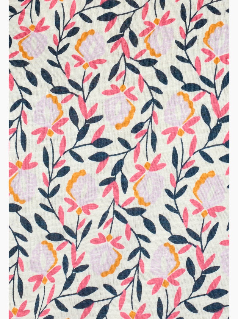 T-shirt flammé imprimé végétal - Damart Rose - Kiabi