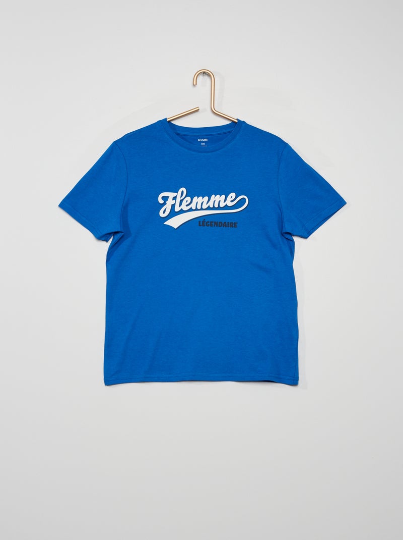 T-shirt 'flemme' bleu flemme - Kiabi