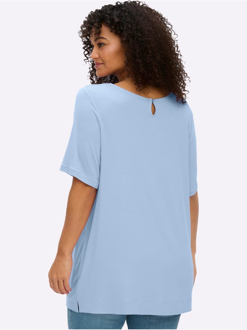 T-shirt Fleurs En 3d - Taille Standard - Sheego Bleu ciel - Kiabi