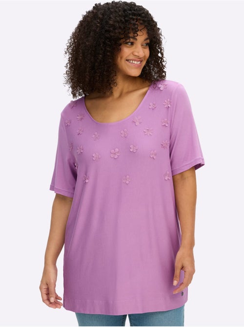 T-shirt Fleurs En 3d - Taille Standard - Sheego - Kiabi