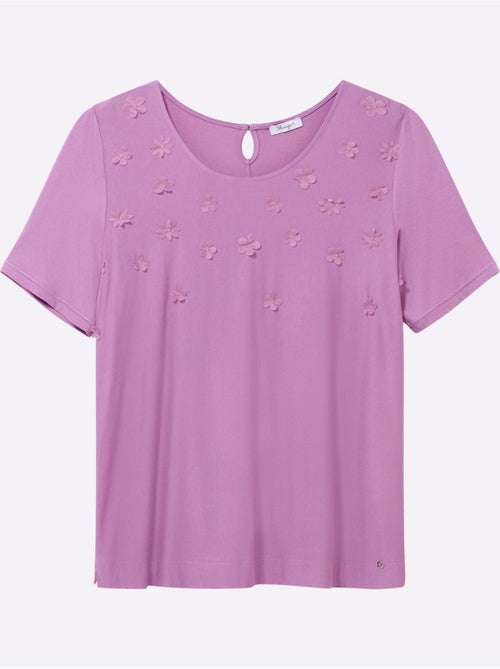 T-shirt Fleurs En 3d - Taille Standard - Sheego - Kiabi