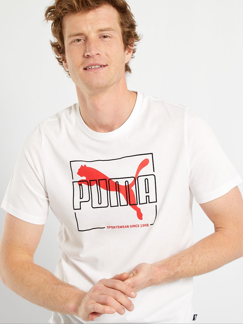 T-shirt floqué 'Puma' blanc - Kiabi