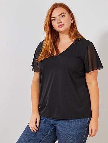 T-shirt fluide avec col brillant