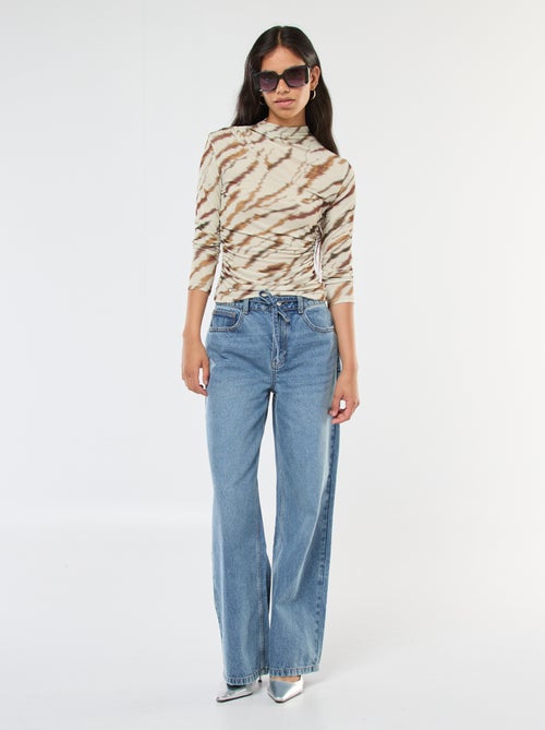 T-shirt fluide avec col montant à motif - Kiabi