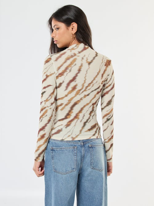 T-shirt fluide avec col montant à motif - Kiabi