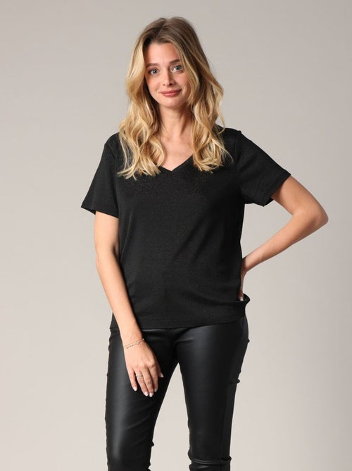 T-shirt fluide avec encolure en V
 'Deeluxe' - Kiabi