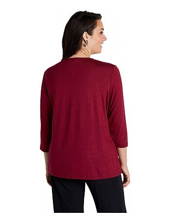 T-shirt fluide avec strass manches 3/4