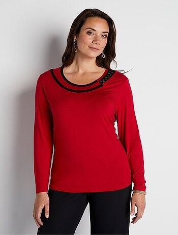 T-shirt fluide col rond avec strass