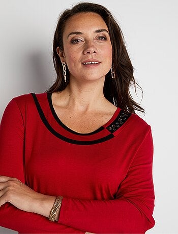 T-shirt fluide col rond avec strass