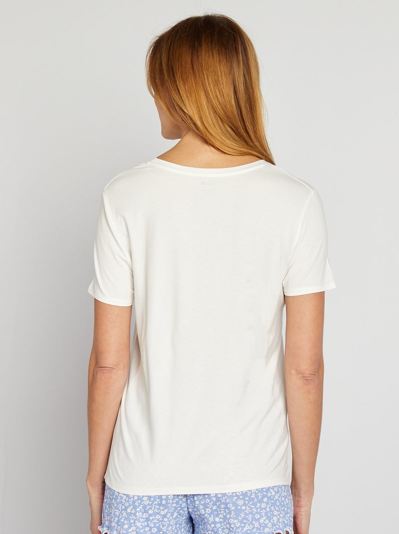 T-shirt fluide col V blanc - Kiabi