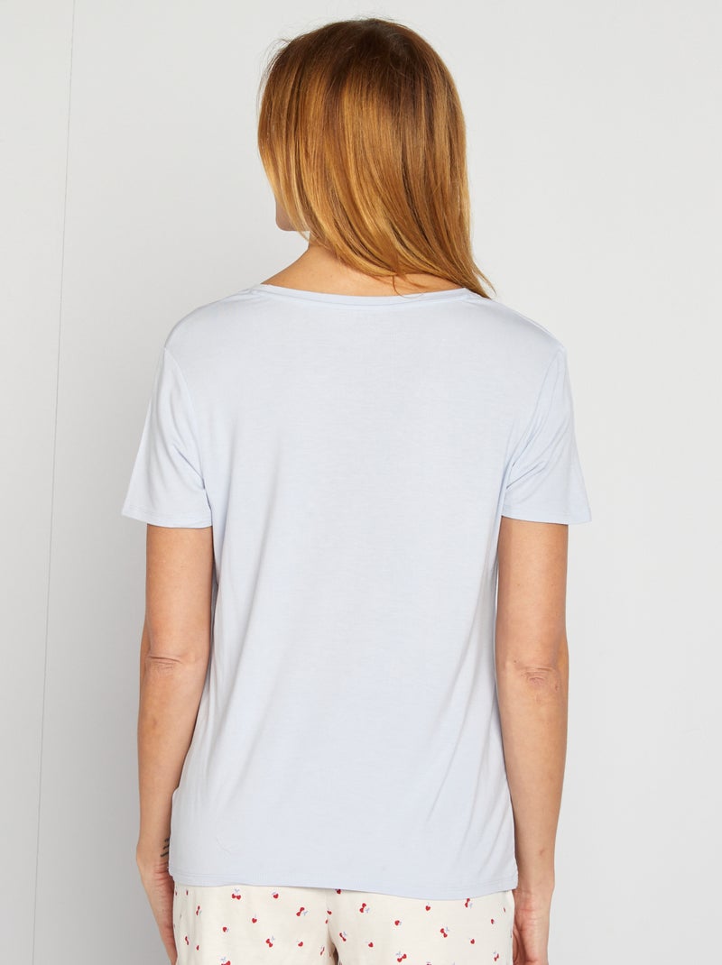 T-shirt fluide col V Bleu - Kiabi