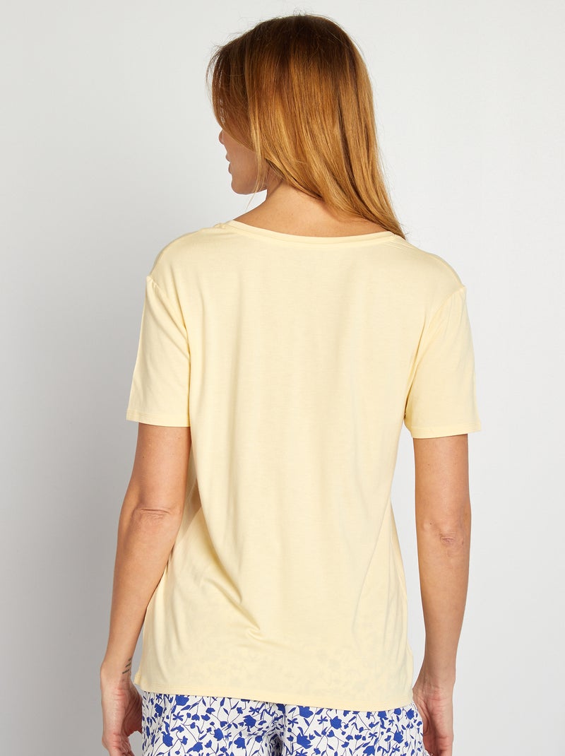 T-shirt fluide col V Jaune - Kiabi