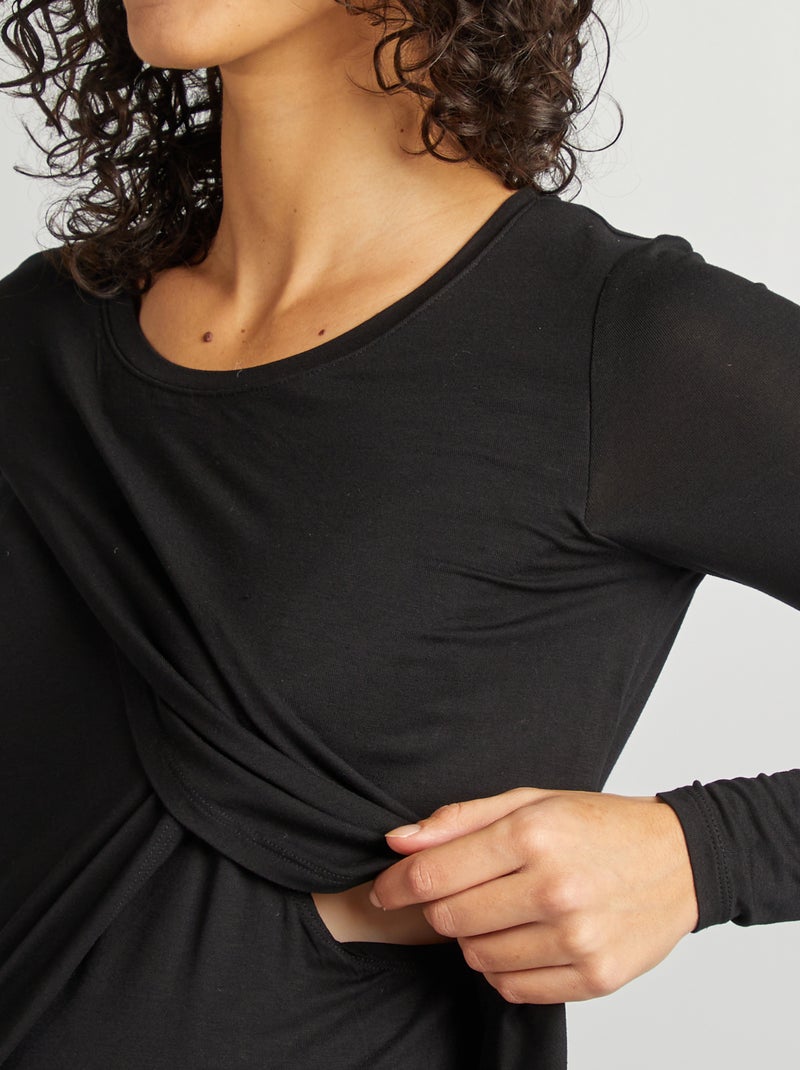 T-shirt fluide d'allaitement noir - Kiabi