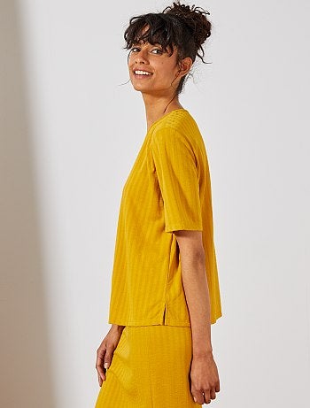 T-shirt fluide en maille côtelée 'JDY' - Kiabi