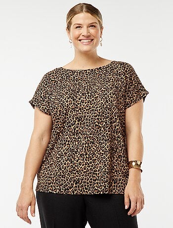T-shirt fluide en maille gaufrée
