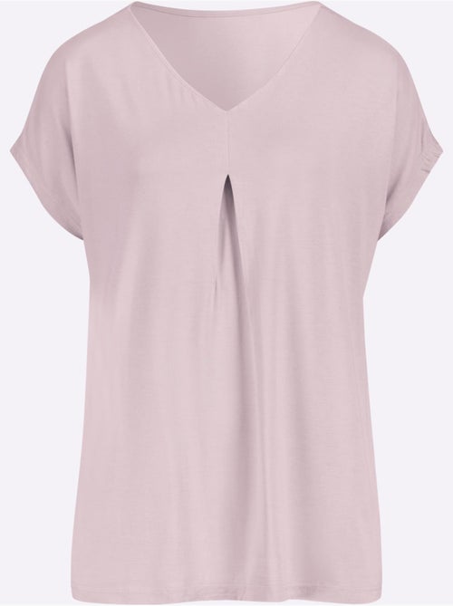 T-shirt fluide en viscose à col V avec mancherons et plis - Taille standard - Moda Vilona - Kiabi T-shirt fluide en viscose à col V avec mancherons et plis - Taille standard - Moda Vilona - Kiabi