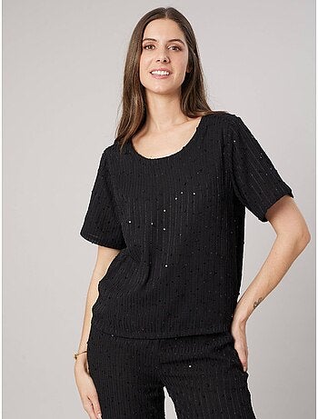 T-shirt fluide femme avec sequins 'deeluxe'