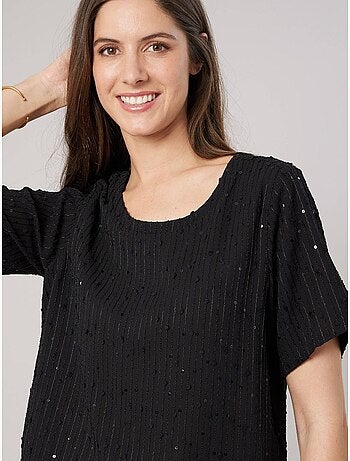 T-shirt fluide femme avec sequins 'deeluxe'