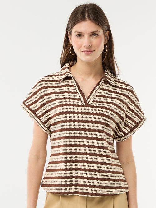 T-shirt forme polo coloré - Kiabi