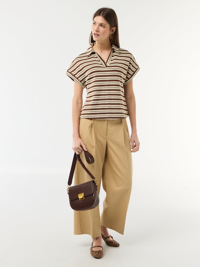 T-shirt forme polo coloré Blanc - Kiabi