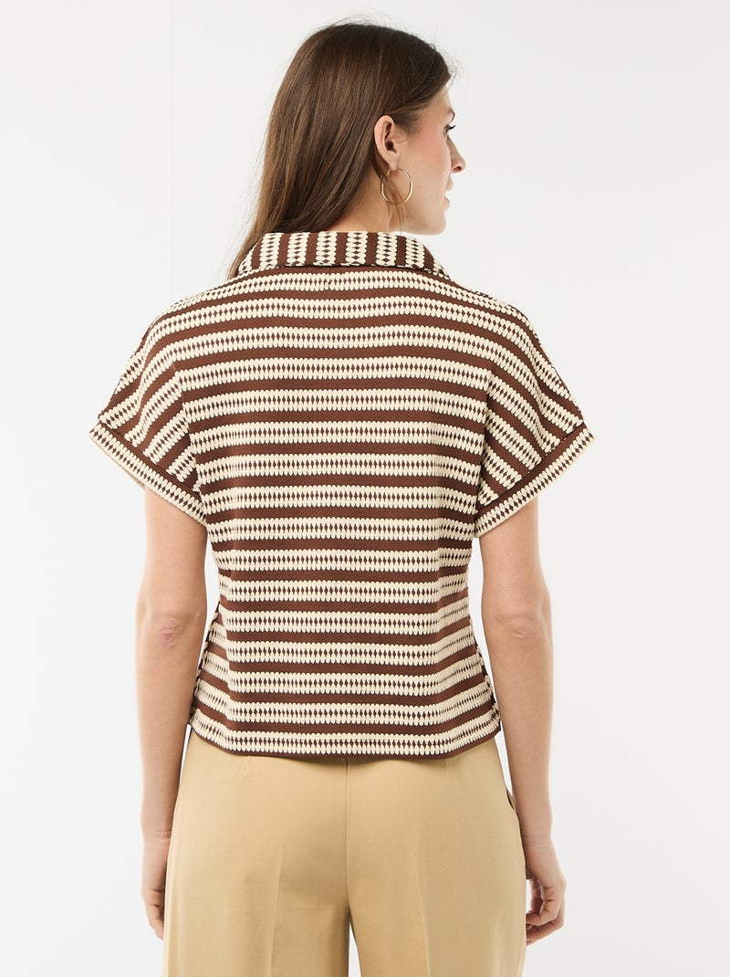 T-shirt forme polo coloré Blanc - Kiabi