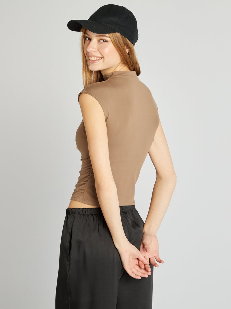 T-shirt froncé sur les côtés Beige - Kiabi