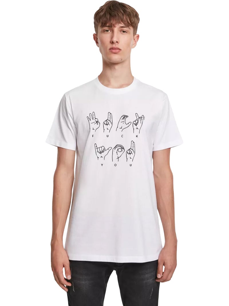 T-shirt fu sign language - mister tee Blanc - Kiabi