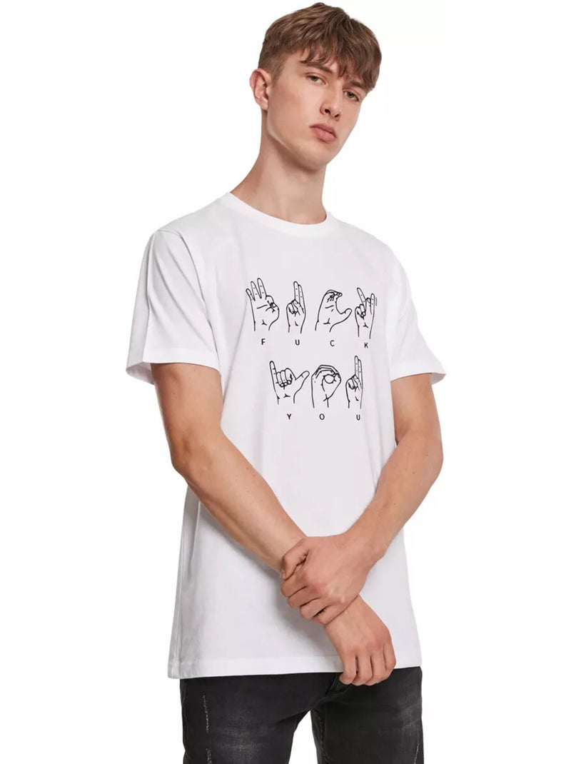 T-shirt fu sign language - mister tee Blanc - Kiabi