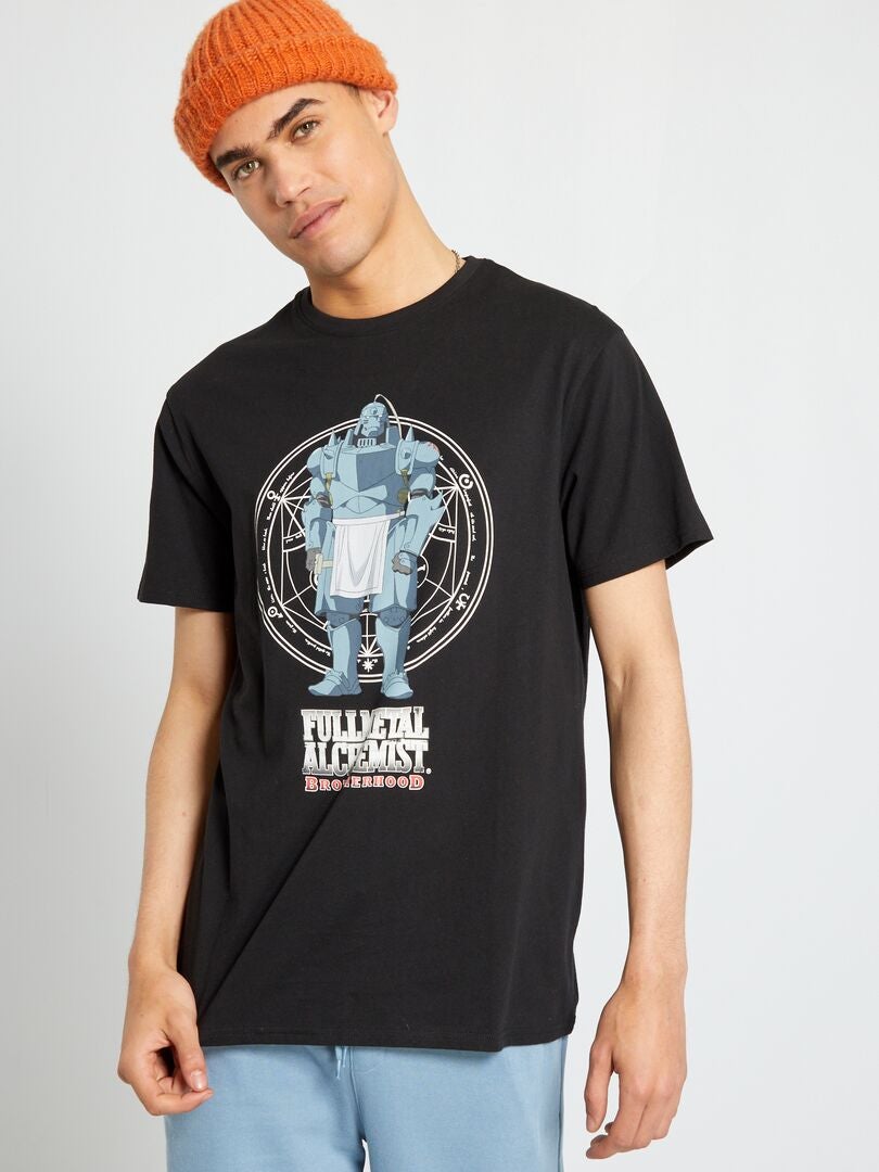 T-shirt 'FullMetal Alchemist' à col rond noir - Kiabi