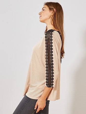 T-shirt galon dentelle - Kiabi