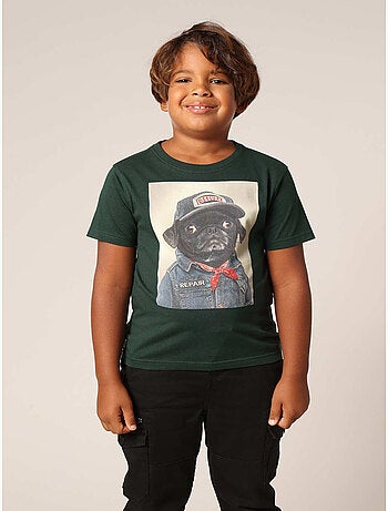 T-shirt garçon 100 % coton avec imprimé chien aspect denim et casquette DEELUXE 'Deeluxe'