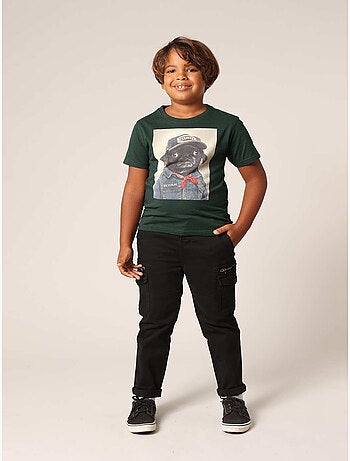 T-shirt garçon 100 % coton avec imprimé chien aspect denim et casquette DEELUXE 'Deeluxe'