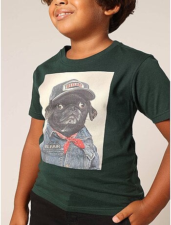 T-shirt garçon 100 % coton avec imprimé chien aspect denim et casquette DEELUXE 'Deeluxe'