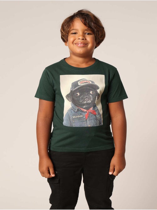 T-shirt garçon 100 % coton avec imprimé chien aspect denim et casquette DEELUXE 'Deeluxe' - Kiabi