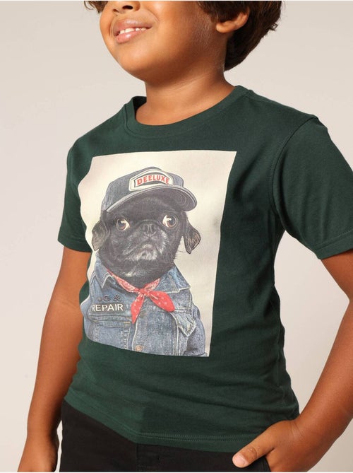 T-shirt garçon 100 % coton avec imprimé chien aspect denim et casquette DEELUXE 'Deeluxe' - Kiabi
