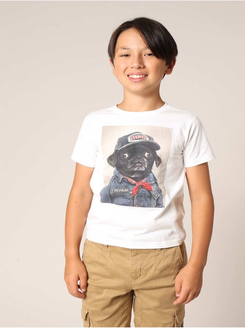 T-shirt garçon 100 % coton avec imprimé chien aspect denim et casquette DEELUXE 'Deeluxe' - Kiabi