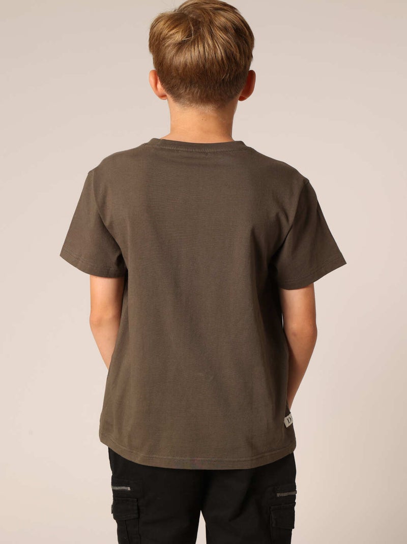 T-shirt garçon 100% coton avec imprimé moto style old school
 'Deeluxe' Vert foncé - Kiabi