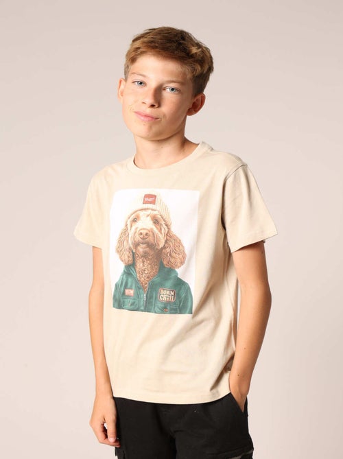 T-shirt garçon 100 % coton imprimé amusant 'Deeluxe' - Kiabi